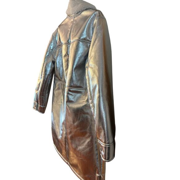 7 For All Mankind Los Angeles Silver Faux Shearling Coat Jacket Size Small NWT - Picture 10 of 10